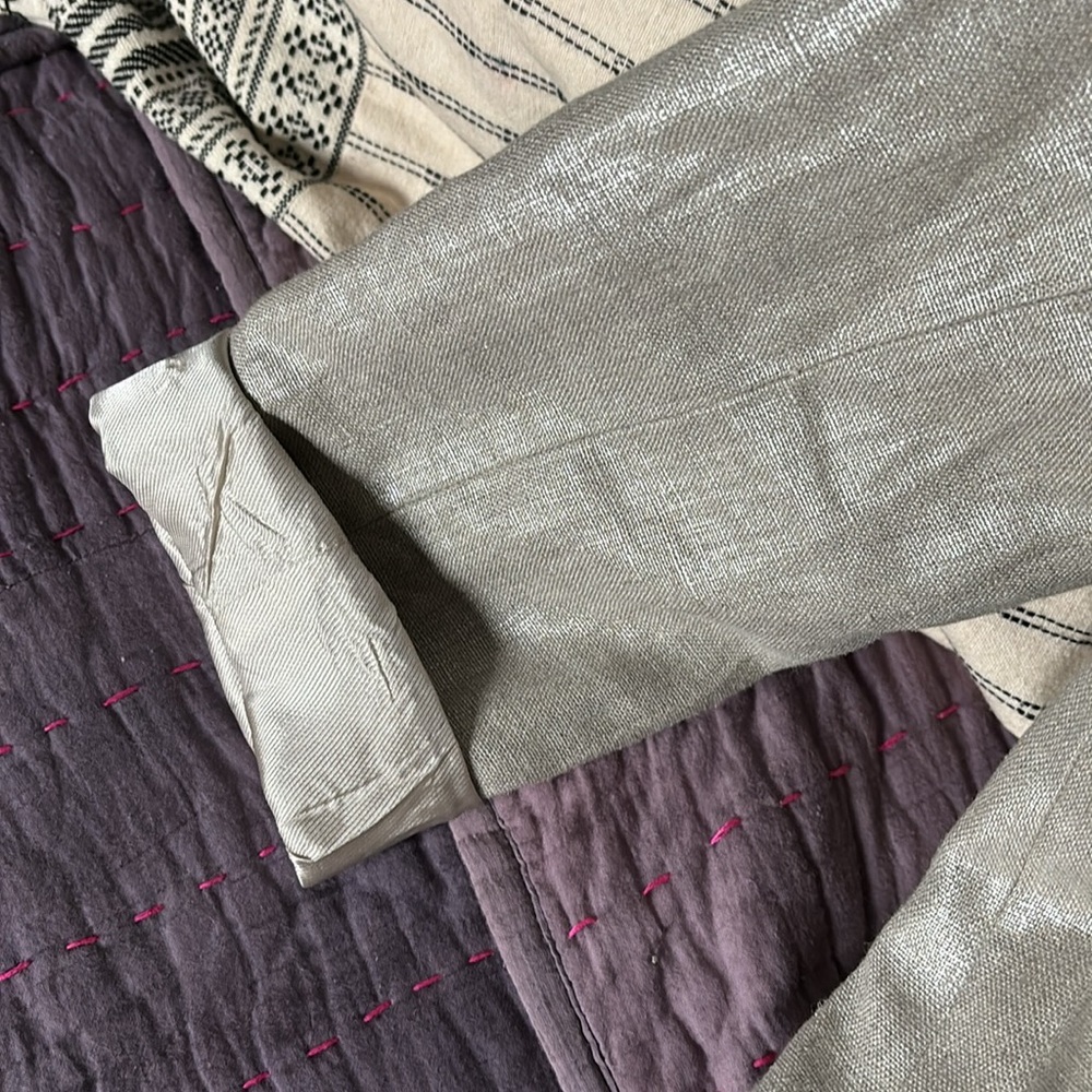 🤍🩶ZARA Silver Linen Blazer - Picture 7 of 13